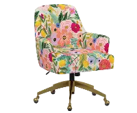 RPC78-9GLDRPCGRPRTLCB Rifle Paper Co Yvette Garden Party Pink Office Chair with Gold Base