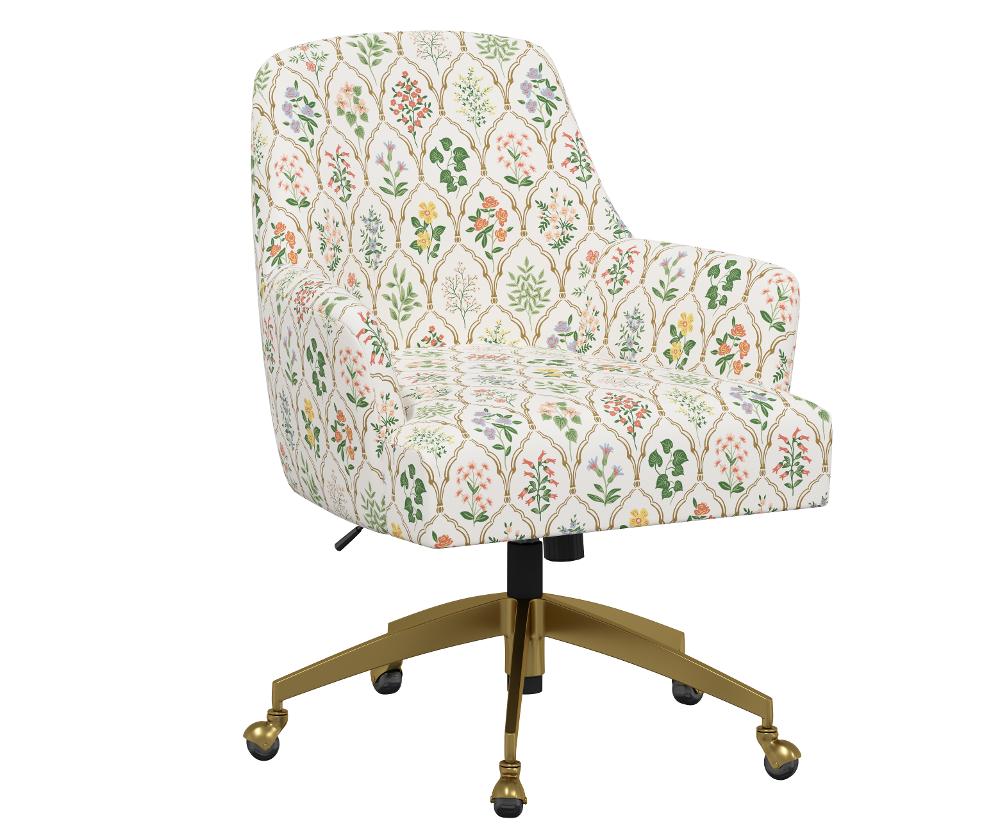 Rifle Paper Co Yvette Hawthorne Multi Office Chair with Gold Base