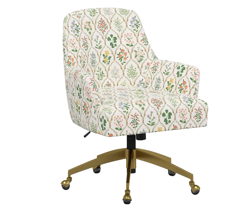 Rifle Paper Co Yvette Hawthorne Multi Office Chair with Gold Base