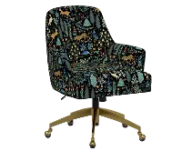RPC78-9GLDRPCMNBLKLCB Rifle Paper Co Yvette Menagerie Black Office Chair with Gold Base