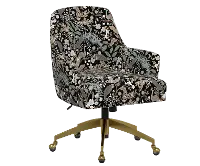 RPC78-9GLDRPCPCBLKLCB Rifle Paper Co Yvette Peacock Black Office Chair with Gold Base