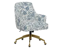RPC78-9GLDRPCPMBLULCB Rifle Paper Co Yvette Pomegranate Blue Office Chair with Gold Base