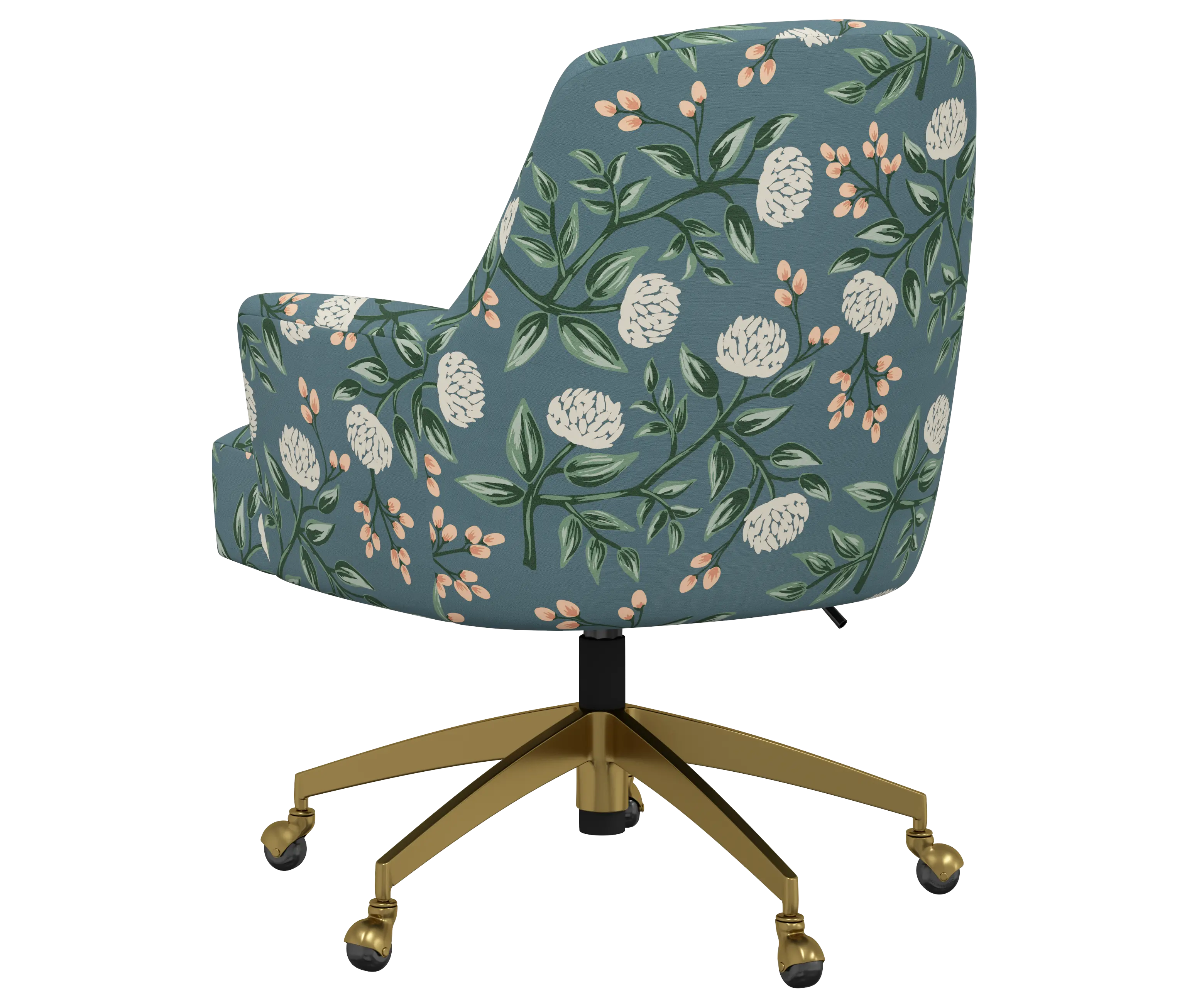 RPC78-9GLDRPCPNEMRLCB Rifle Paper Co Yvette Peonies Emerald Office Chair with Gold Base-4