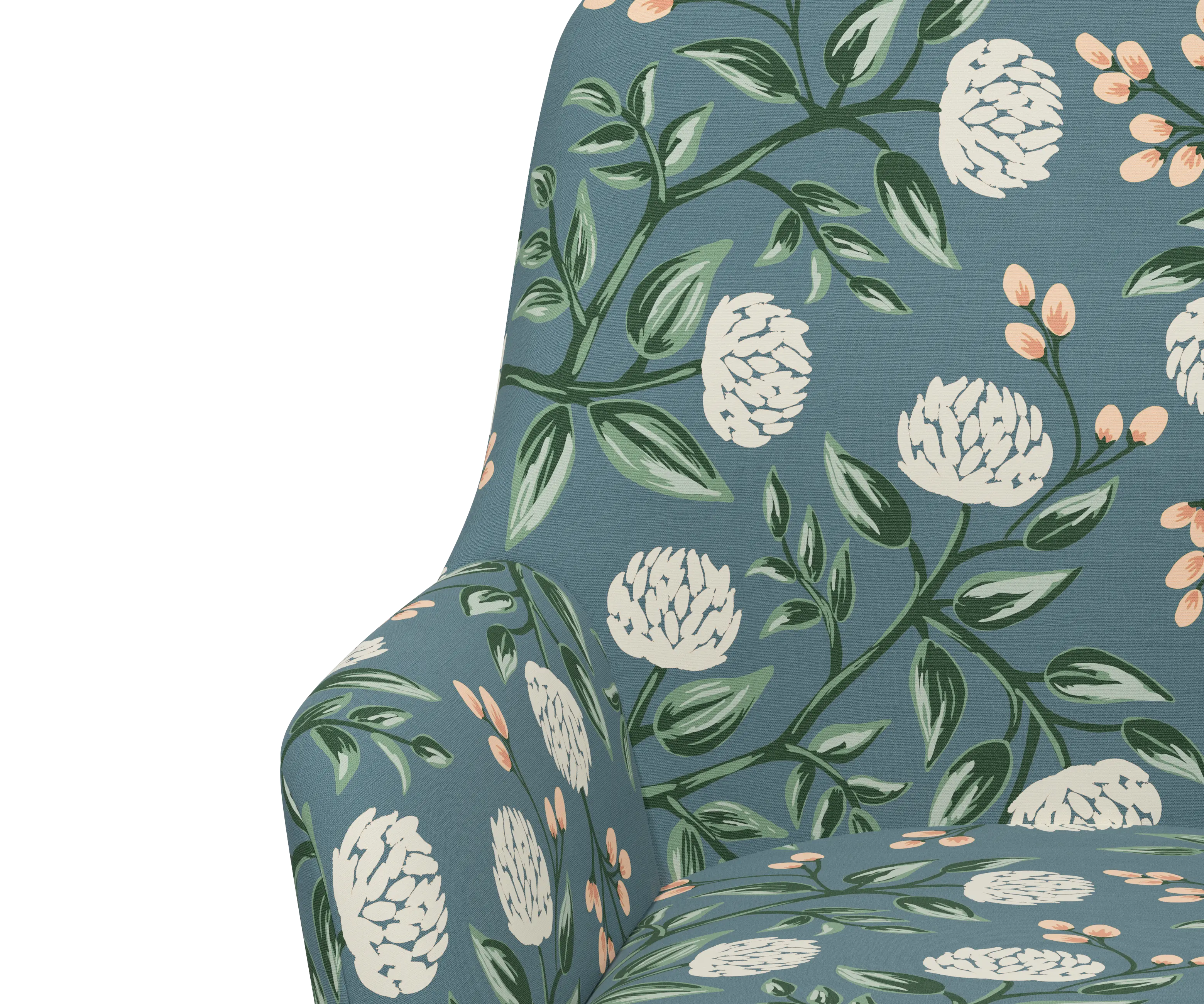 RPC78-9GLDRPCPNEMRLCB Rifle Paper Co Yvette Peonies Emerald Office Chair with Gold Base-5