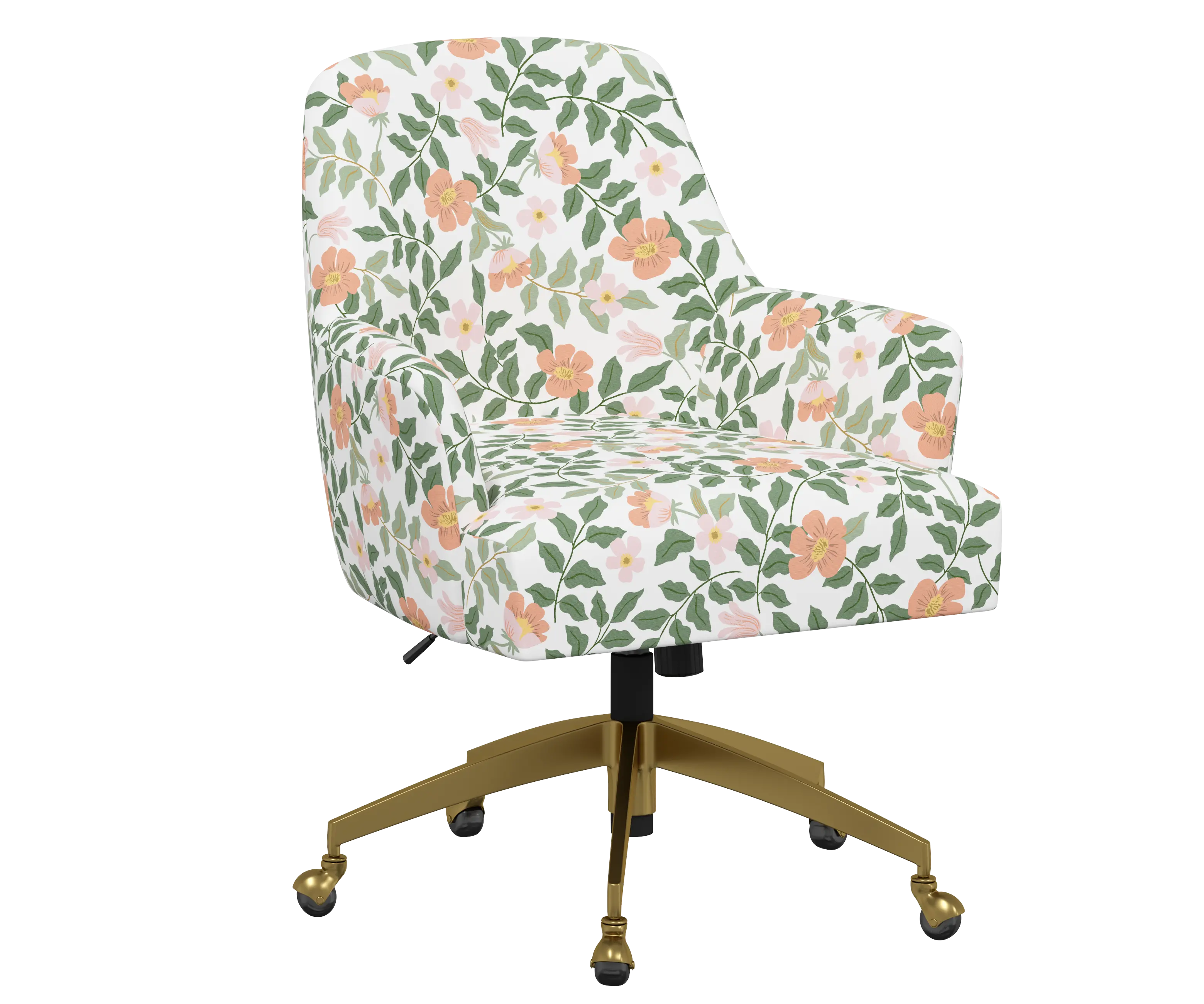 RPC78-9GLDRPCPRBLSCRMLCB Rifle Paper Co Yvette Primrose Blush and Cream Office Chair with Gold Base-2