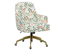 RPC78-9GLDRPCPRBLSCRMLCB Rifle Paper Co Yvette Primrose Blush and Cream Office Chair with Gold Base