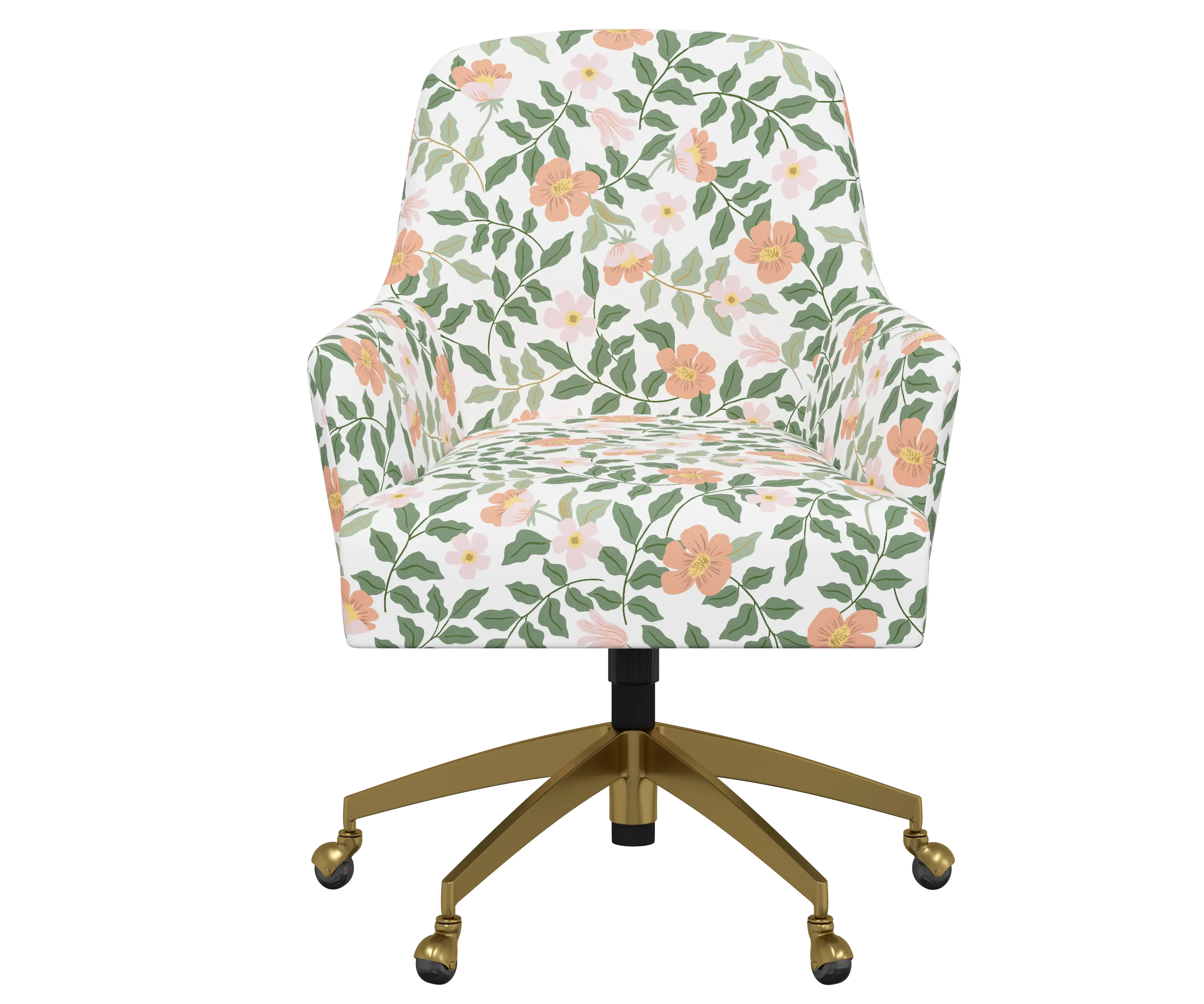 RPC78-9GLDRPCPRBLSCRMLCB Rifle Paper Co Yvette Primrose Blush and Cream Office Chair with Gold Base-1