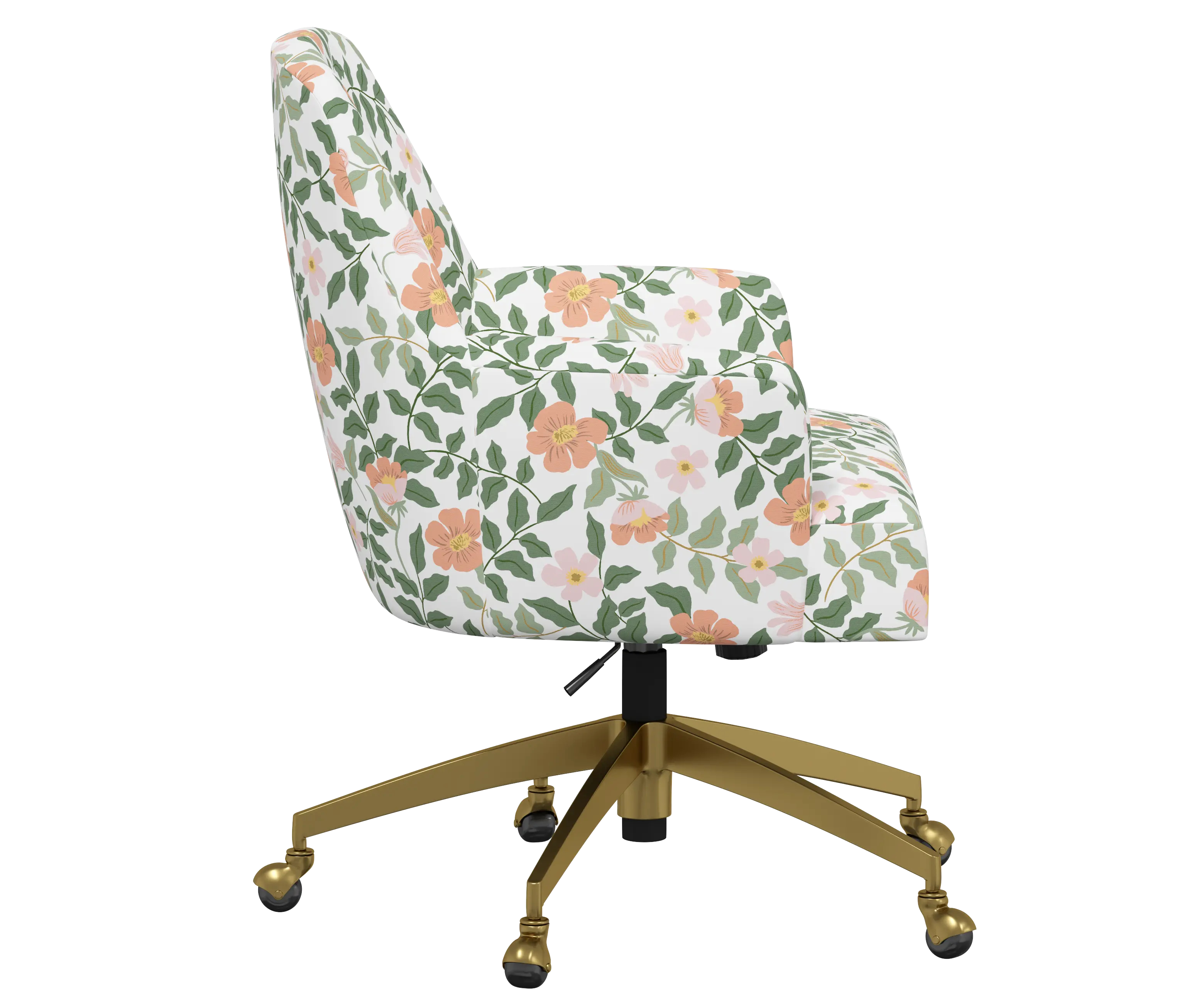 RPC78-9GLDRPCPRBLSCRMLCB Rifle Paper Co Yvette Primrose Blush and Cream Office Chair with Gold Base-3