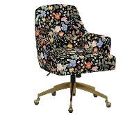 RPC78-9GLDRPCSTFLBLKLCB Rifle Paper Co Yvette Strawberry Fields Black Office Chair with Gold Base