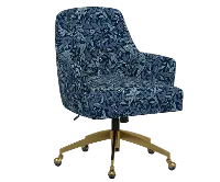 RPC78-9GLDRPCWLBNVLCB Rifle Paper Co Yvette Willowberry Navy Office Chair with Gold Base