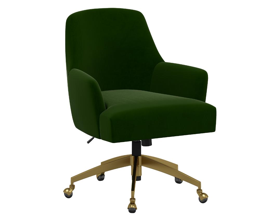 Rifle Paper Co Yvette Titan Emerald Office Chair with Gold Base