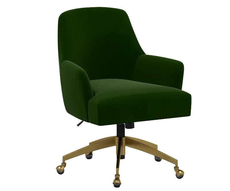 Rifle Paper Co Yvette Titan Emerald Office Chair with Gold Base