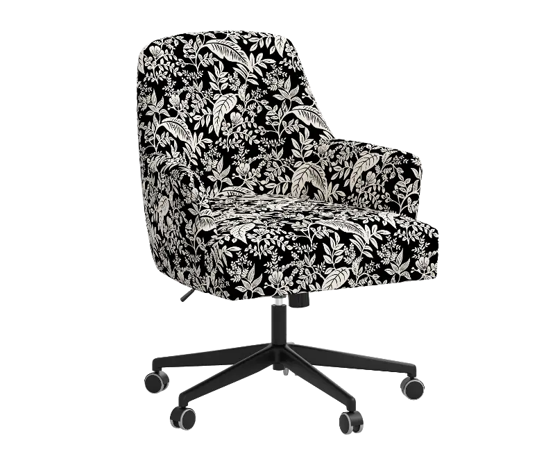 Rifle Paper Co Yvette Canopy Black and Cream Office Chair with Black Base