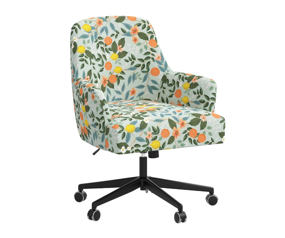 Rifle Paper Co Yvette Citrus Grove Mint Office Chair with Black Base