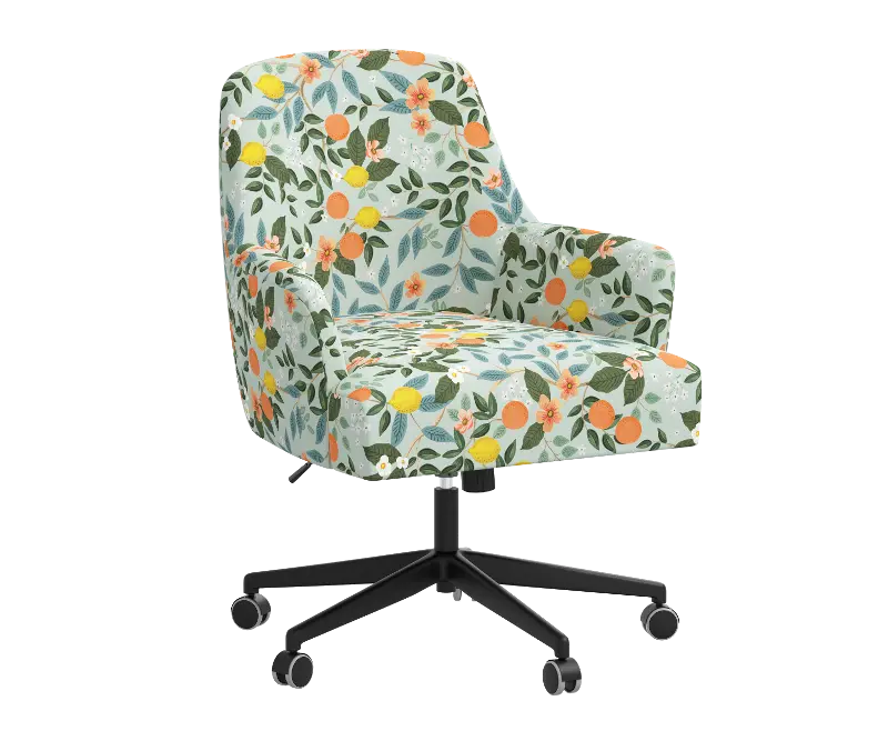 Rifle Paper Co Yvette Citrus Grove Mint Office Chair with Black Base