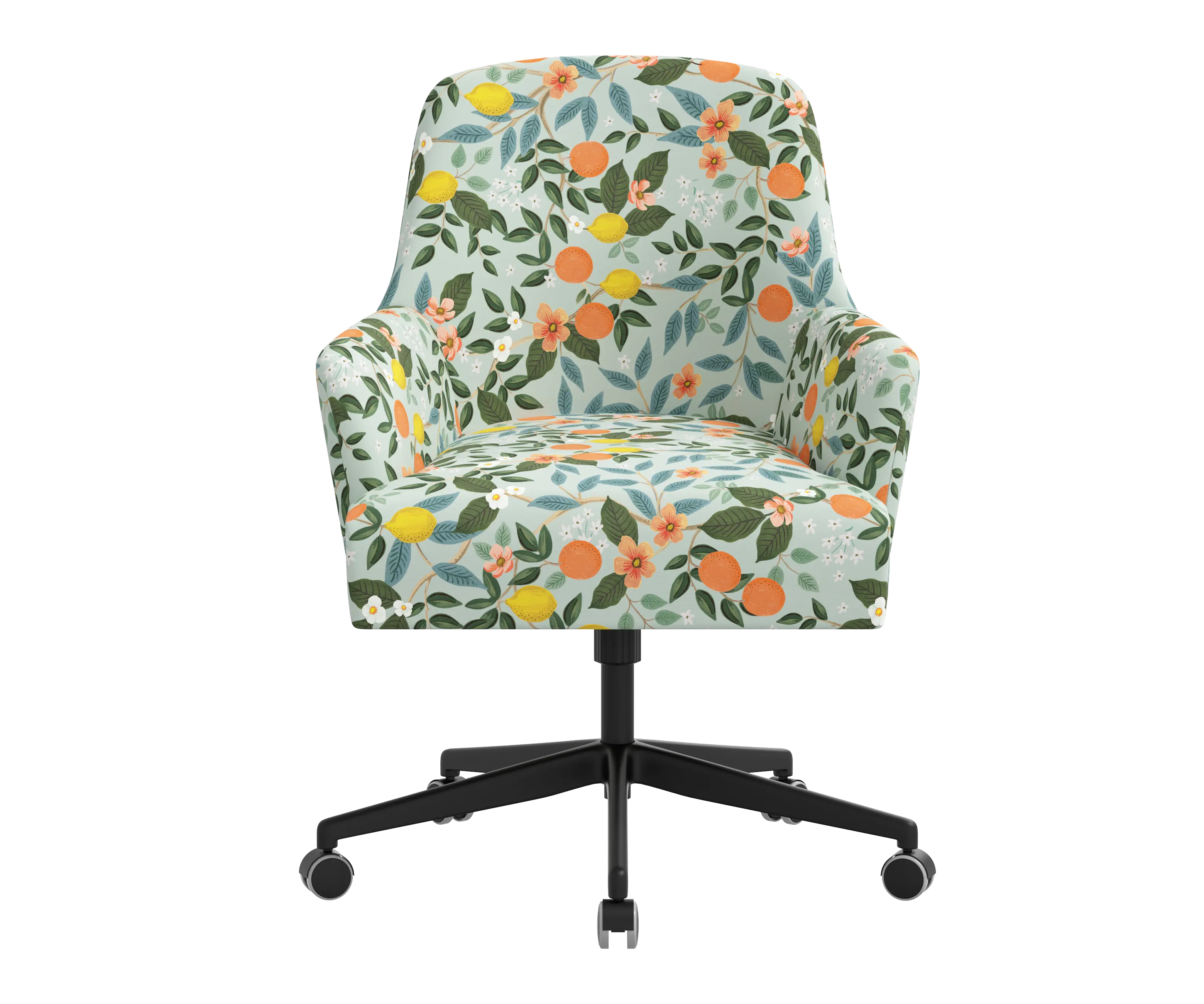RPC78-9RPCCTGRMNLCB Rifle Paper Co Yvette Citrus Grove Mint Office Chair with Black Base-1