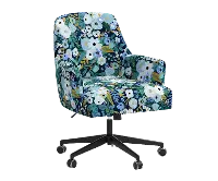 RPC78-9RPCGRPRBLULCB Rifle Paper Co Yvette Garden Party Blue Office Chair with Black Base