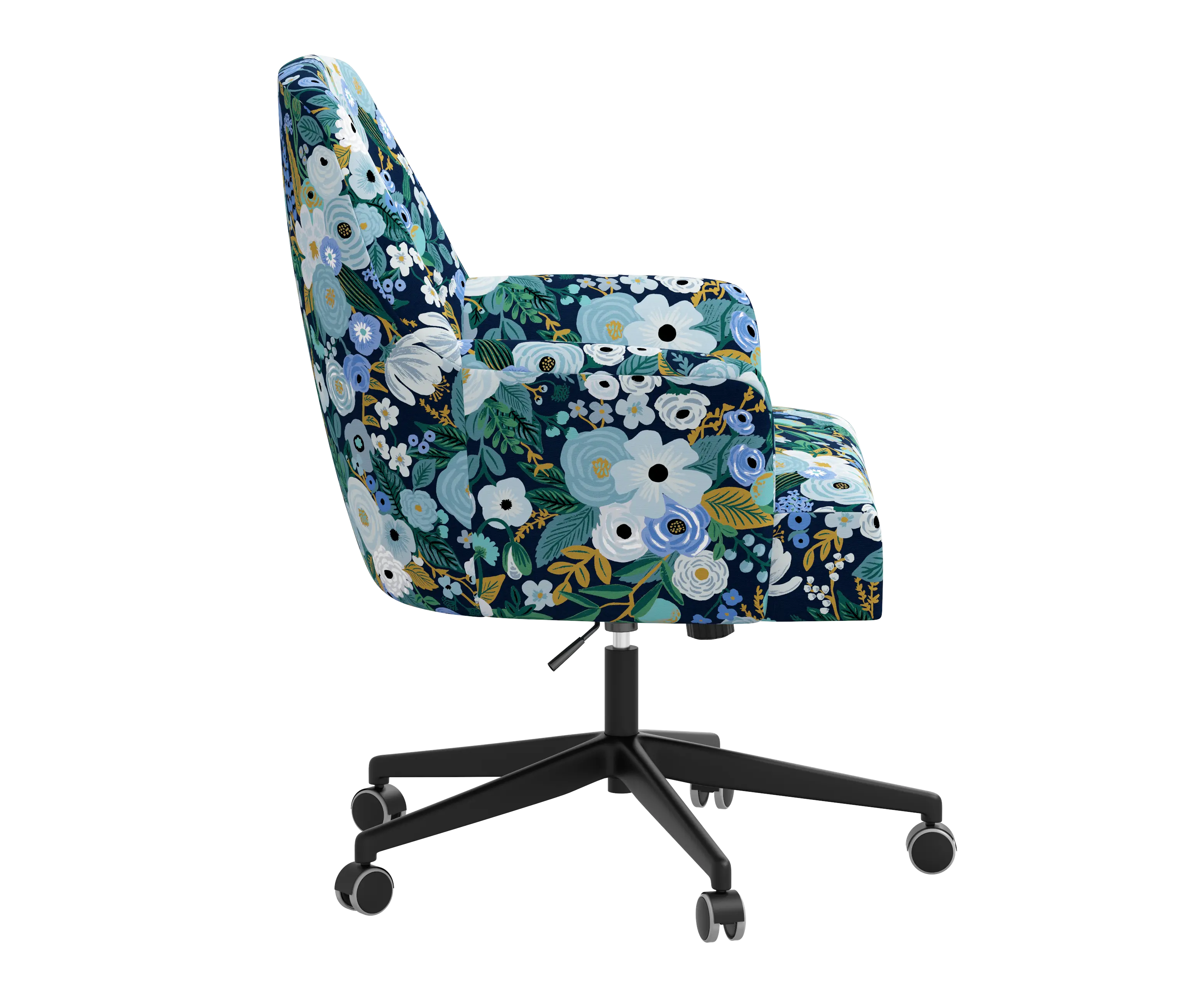 RPC78-9RPCGRPRBLULCB Rifle Paper Co Yvette Garden Party Blue Office Chair with Black Base-3