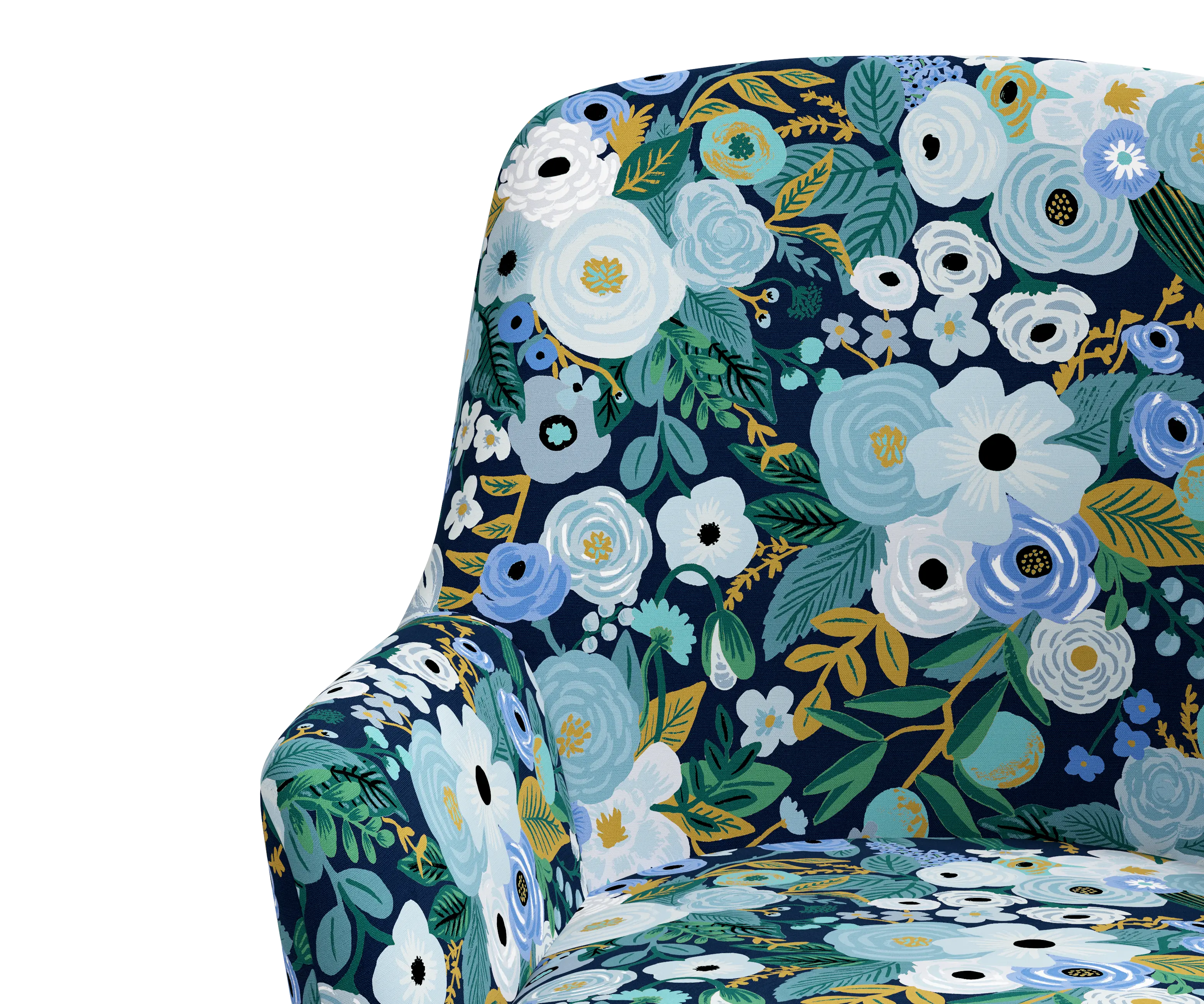 RPC78-9RPCGRPRBLULCB Rifle Paper Co Yvette Garden Party Blue Office Chair with Black Base-5