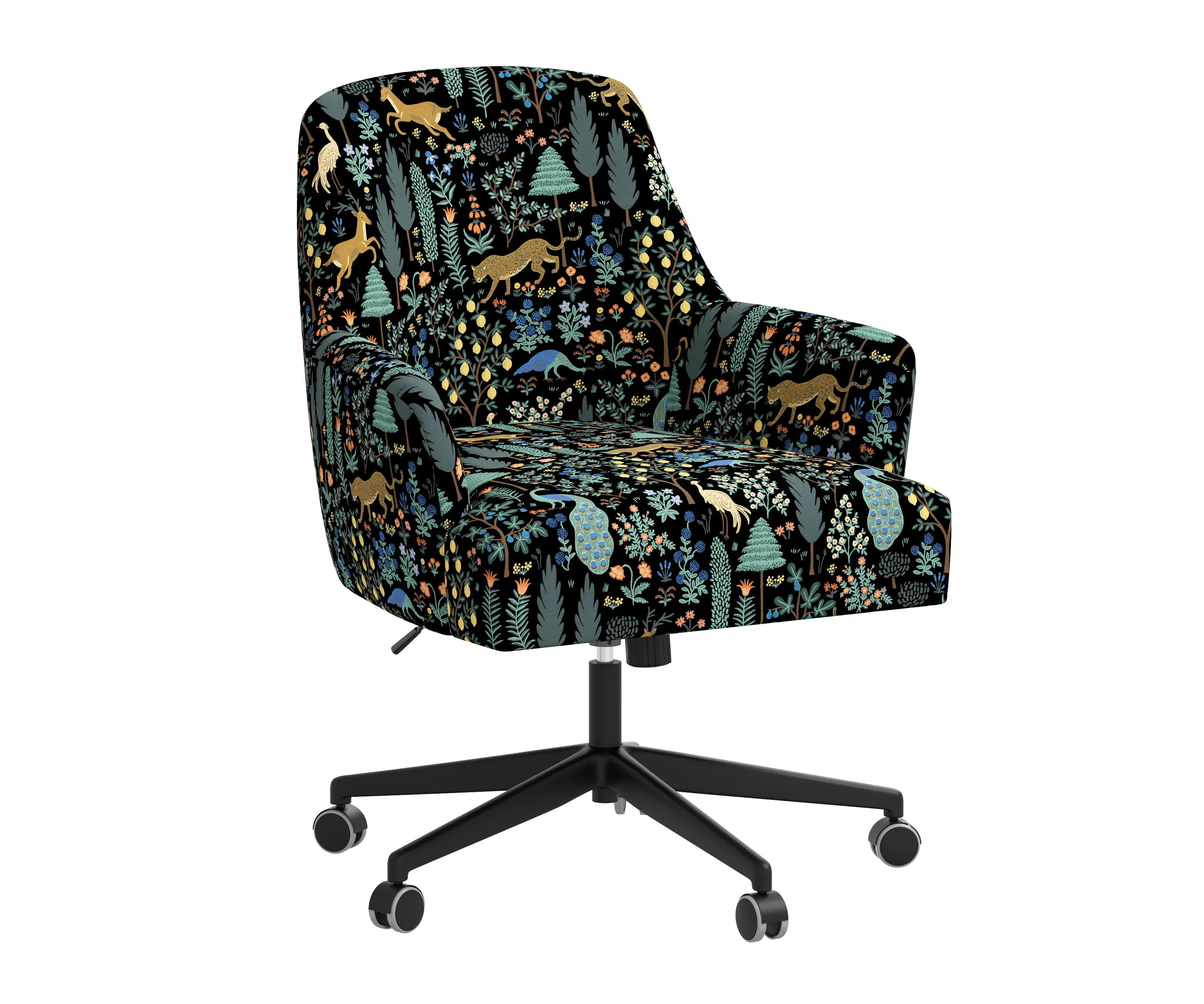 RPC78-9RPCMNBLKLCB Rifle Paper Co Yvette Menagerie Black Office Chair with Black Base-2