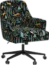 RPC78-9RPCMNBLKLCB Rifle Paper Co Yvette Menagerie Black Office Chair with Black Base