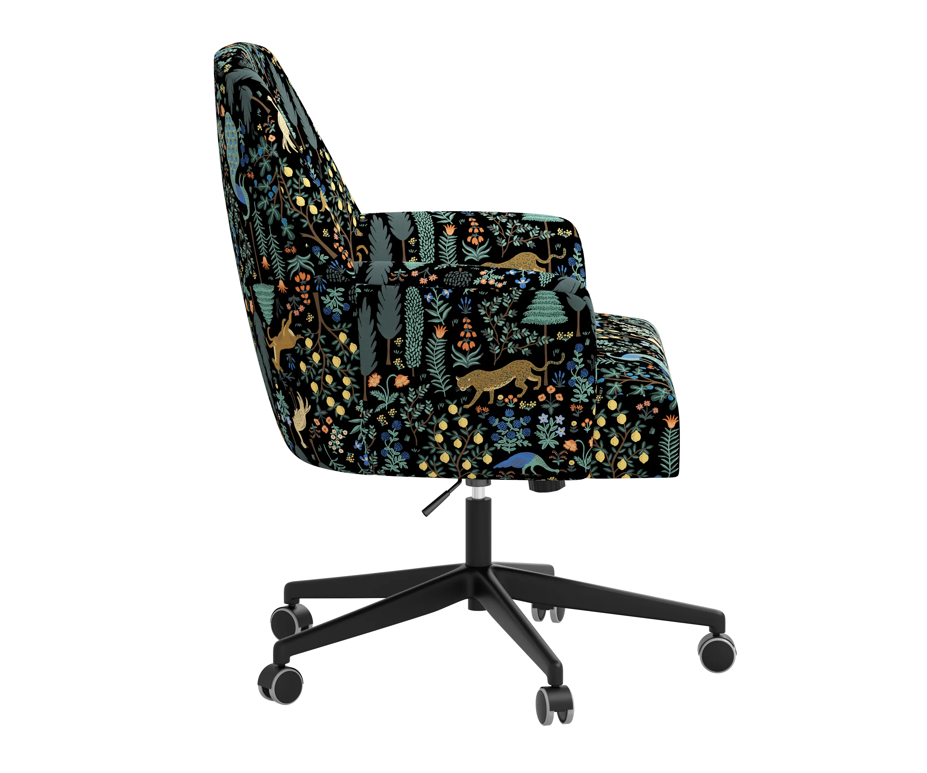 RPC78-9RPCMNBLKLCB Rifle Paper Co Yvette Menagerie Black Office Chair with Black Base-3