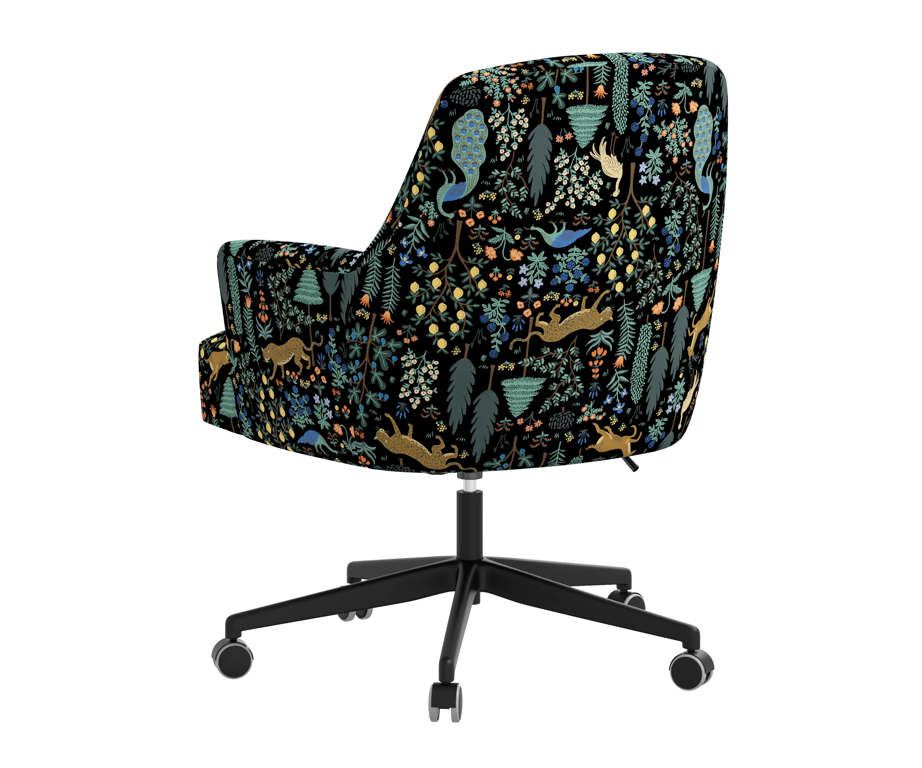 RPC78-9RPCMNBLKLCB Rifle Paper Co Yvette Menagerie Black Office Chair with Black Base-4