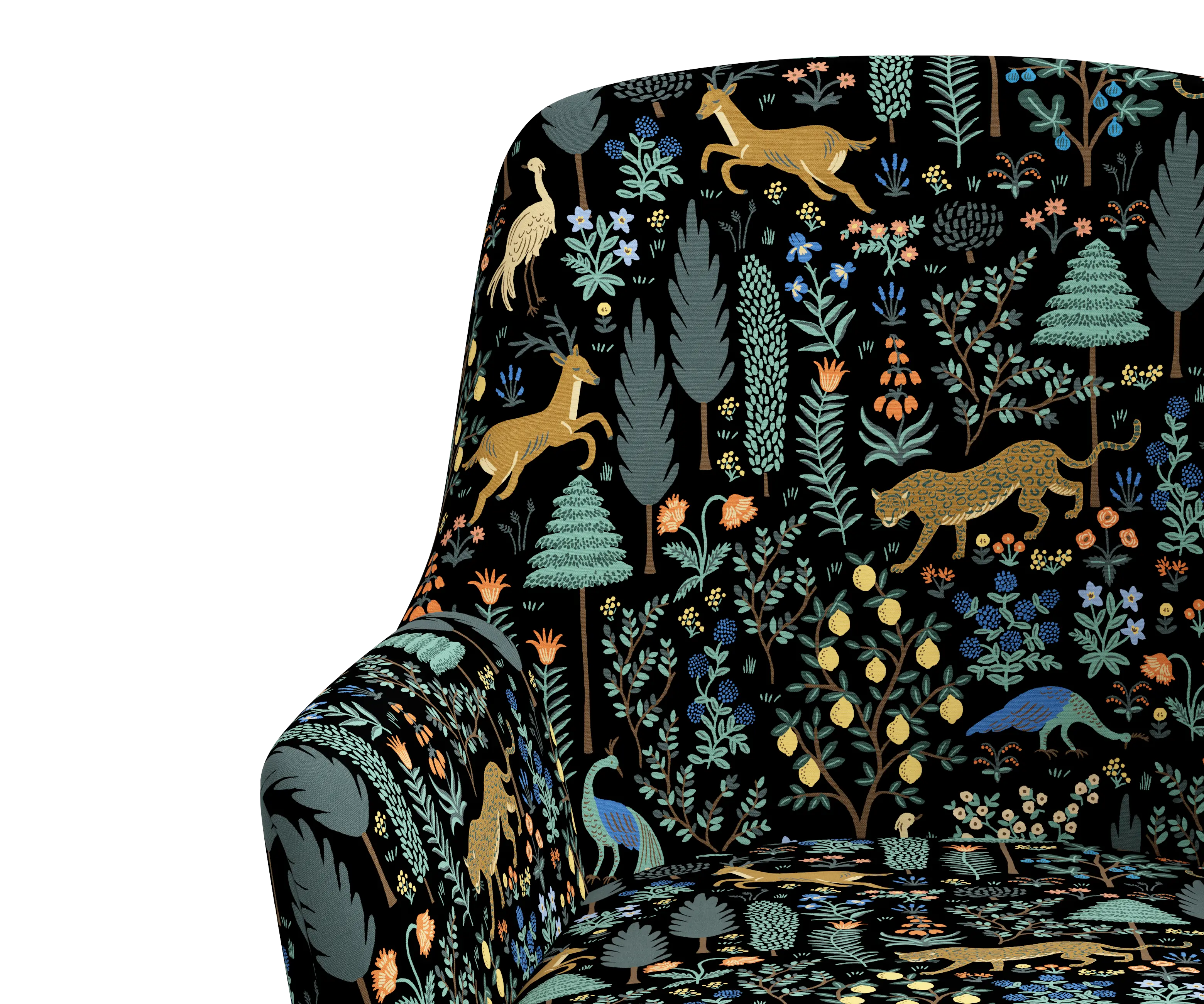 RPC78-9RPCMNBLKLCB Rifle Paper Co Yvette Menagerie Black Office Chair with Black Base-5