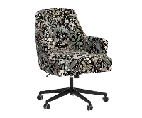 RPC78-9RPCPCBLKLCB Rifle Paper Co Yvette Peacock Black Office Chair with Black Base
