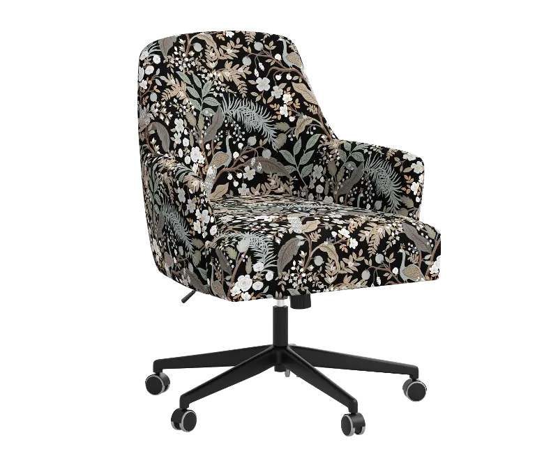 Rifle Paper Co Yvette Peacock Black Office Chair with Black Base
