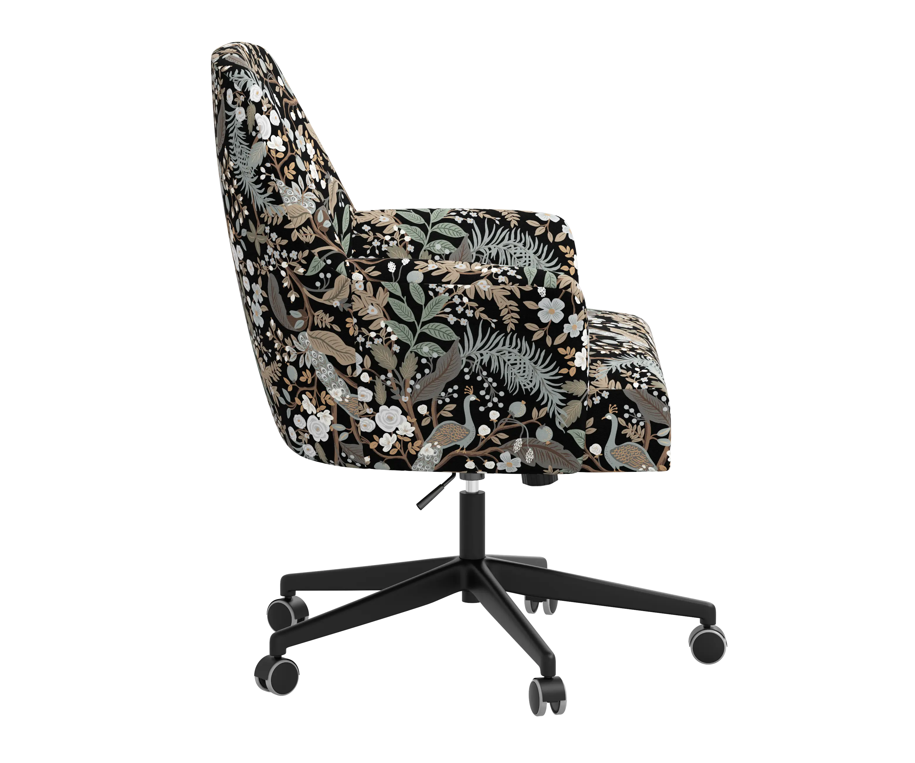 RPC78-9RPCPCBLKLCB Rifle Paper Co Yvette Peacock Black Office Chair with Black Base-3