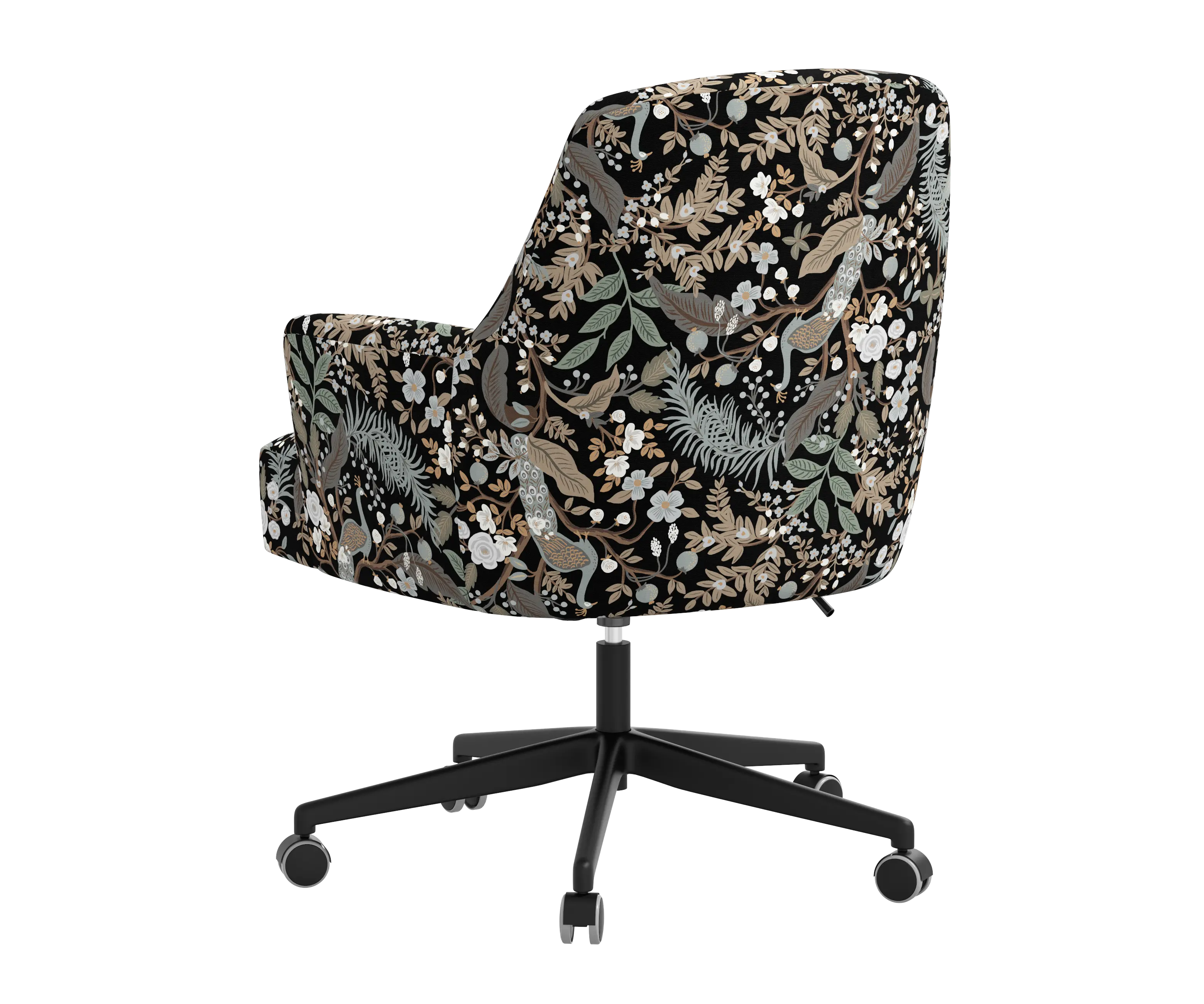 RPC78-9RPCPCBLKLCB Rifle Paper Co Yvette Peacock Black Office Chair with Black Base-4