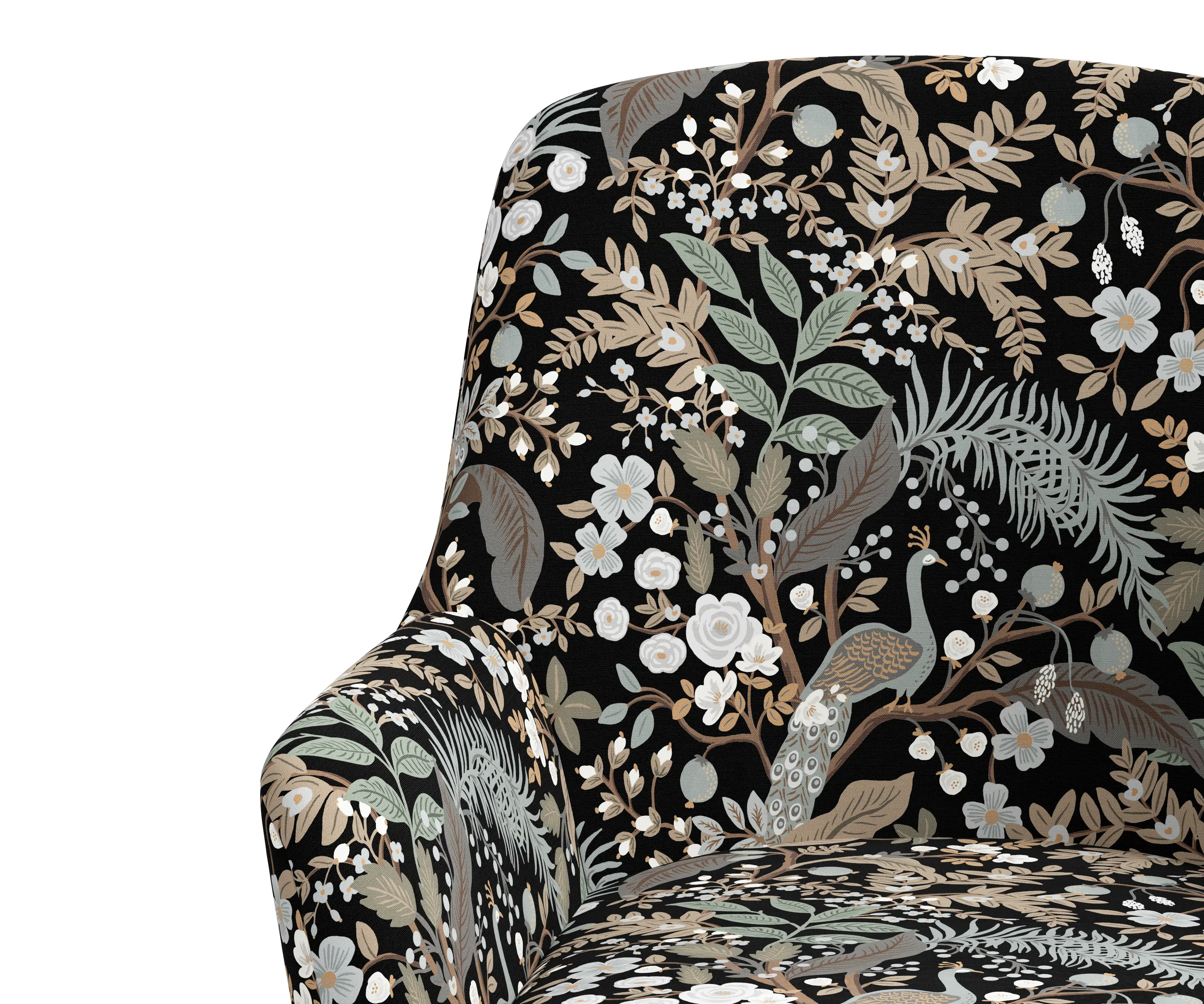 RPC78-9RPCPCBLKLCB Rifle Paper Co Yvette Peacock Black Office Chair with Black Base-5