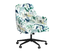 RPC78-9RPCPCBLWHLCB Rifle Paper Co Yvette Peacock Blue and White Office Chair with Black Base