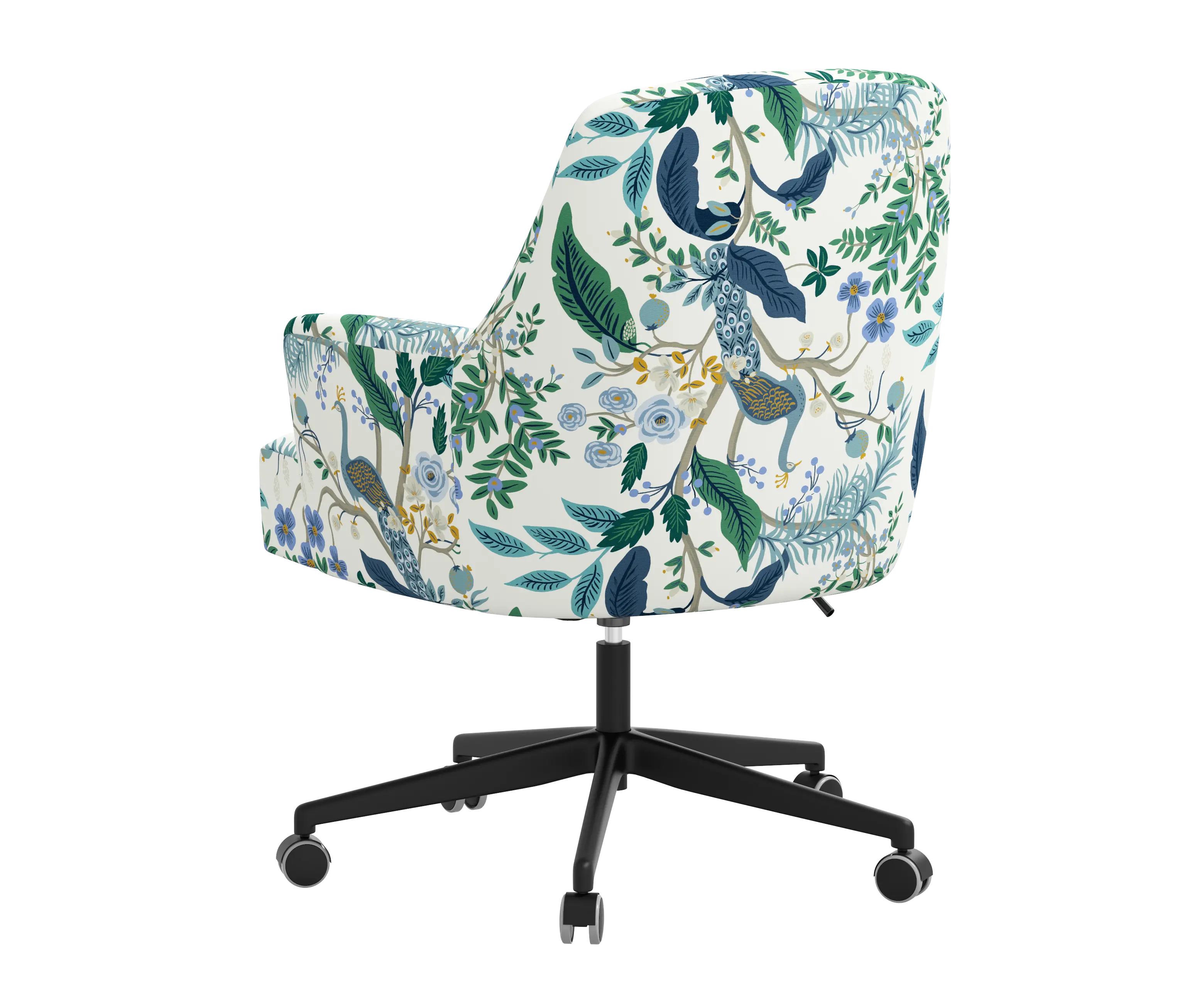 RPC78-9RPCPCBLWHLCB Rifle Paper Co Yvette Peacock Blue and White Office Chair with Black Base-3