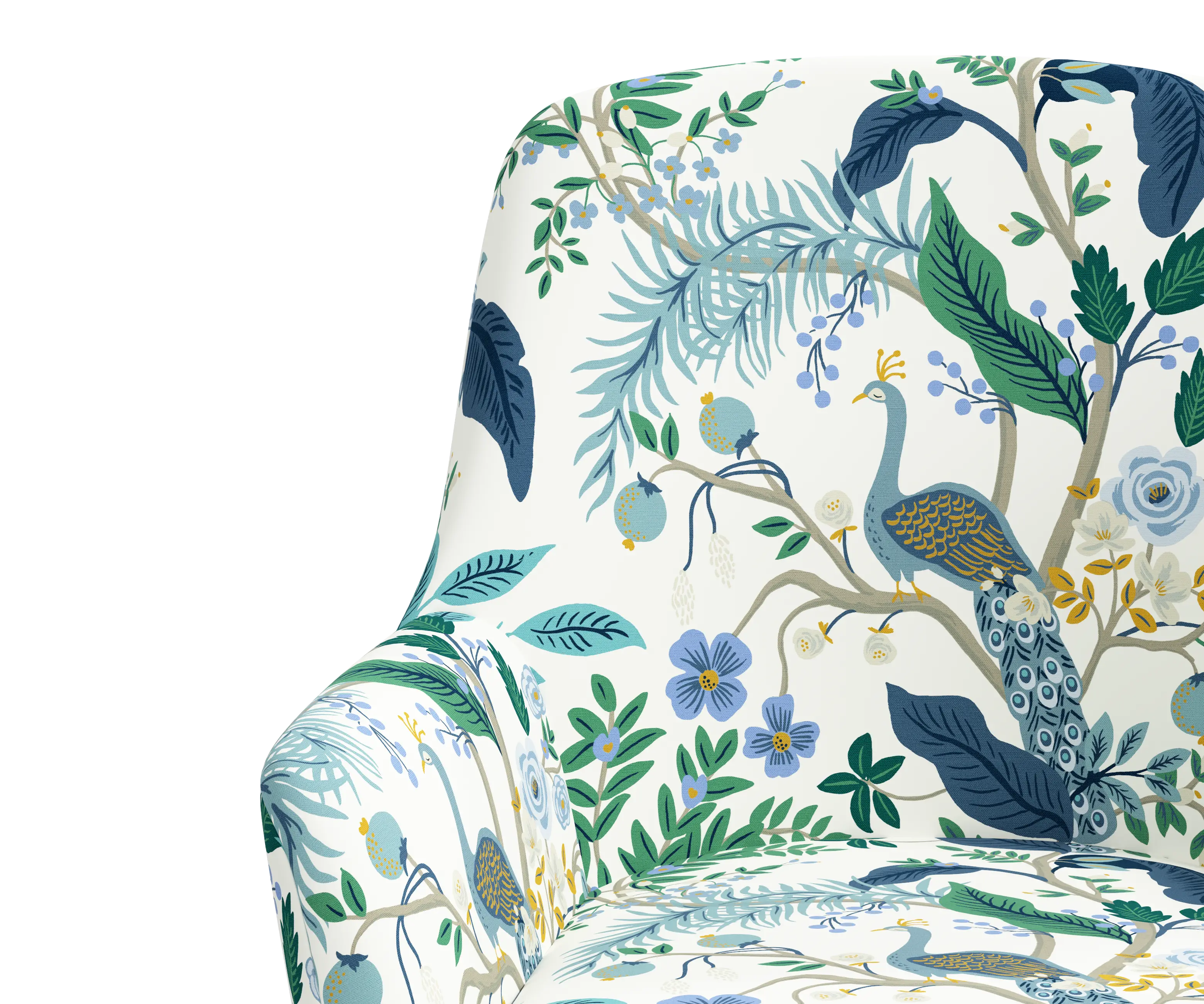 RPC78-9RPCPCBLWHLCB Rifle Paper Co Yvette Peacock Blue and White Office Chair with Black Base-4