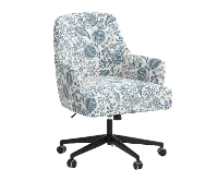 RPC78-9RPCPMBLULCB Rifle Paper Co Yvette Pomegranate Blue Office Chair with Black Base