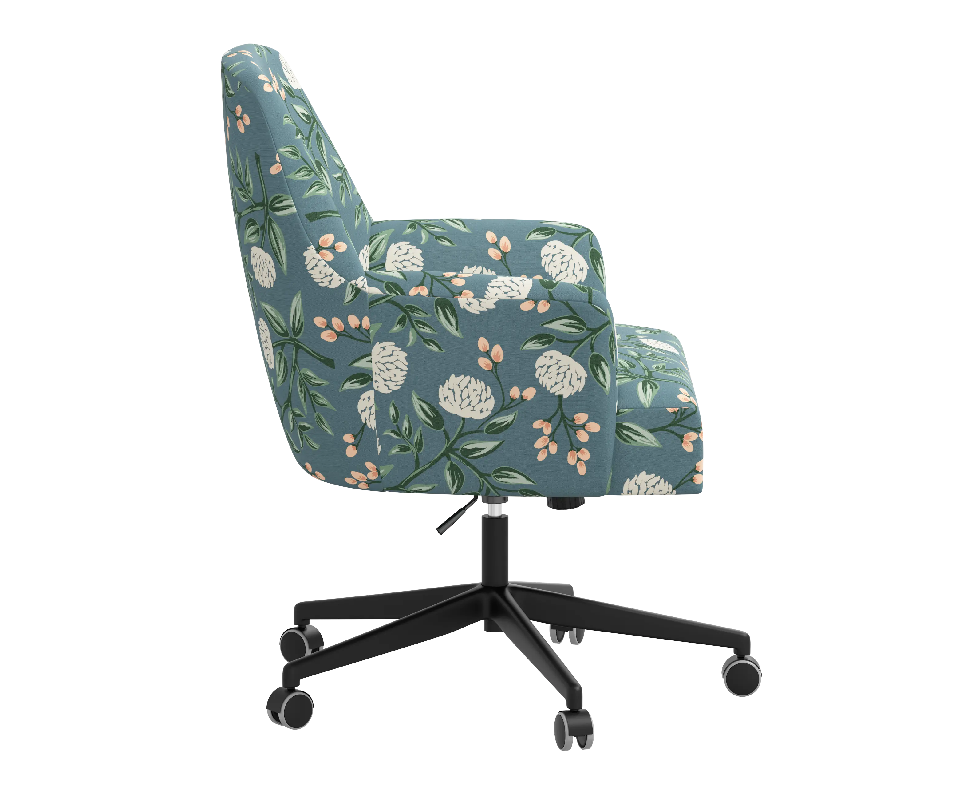 RPC78-9RPCPNEMRLCB Rifle Paper Co Yvette Peonies Emerald Office Chair with Black Base-3