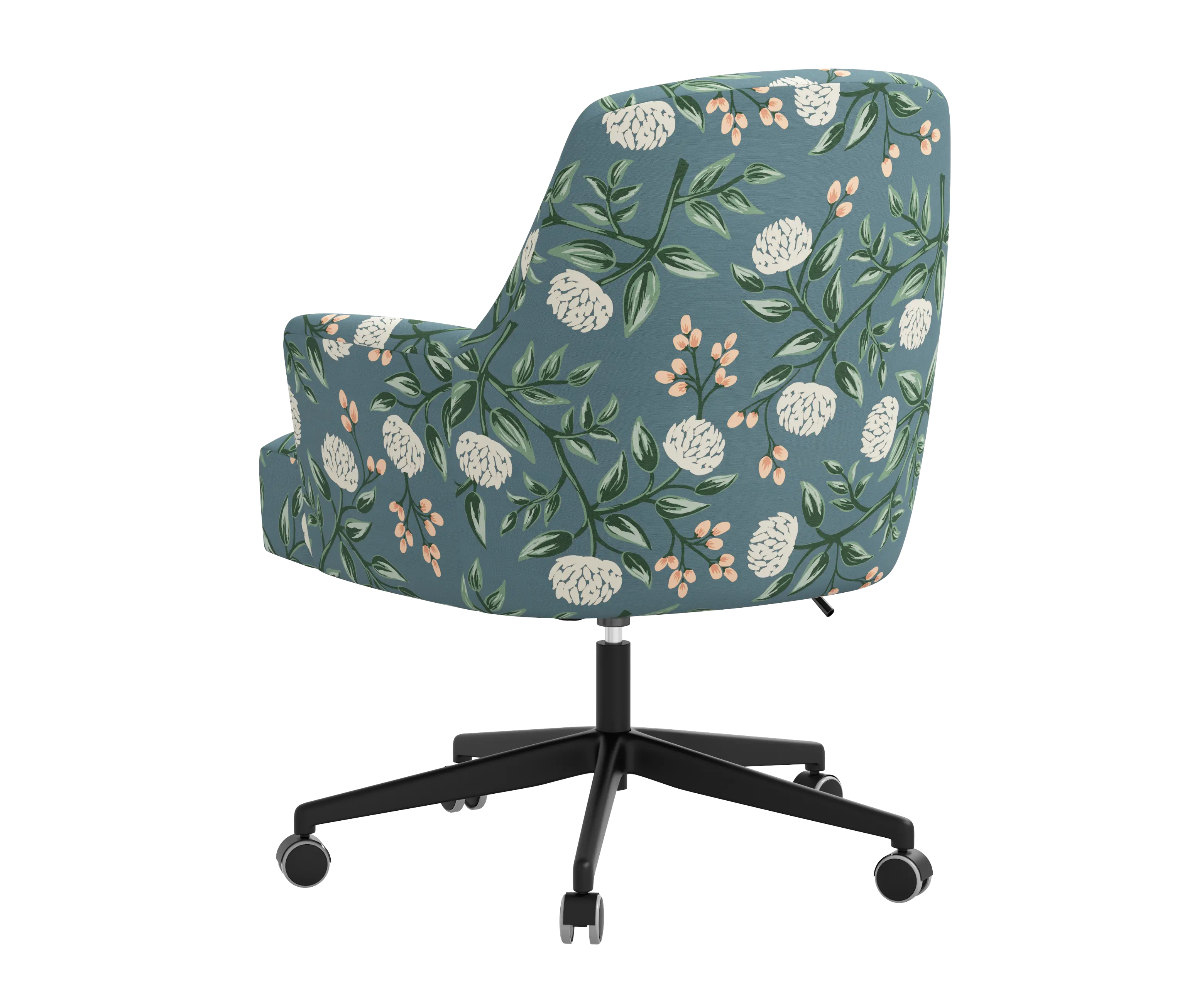 RPC78-9RPCPNEMRLCB Rifle Paper Co Yvette Peonies Emerald Office Chair with Black Base-4