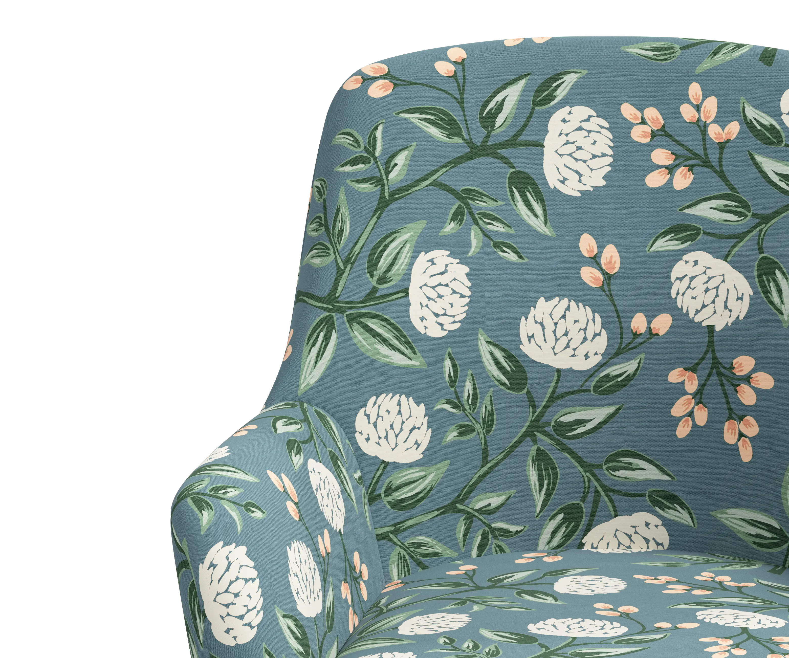 RPC78-9RPCPNEMRLCB Rifle Paper Co Yvette Peonies Emerald Office Chair with Black Base-5