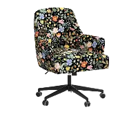 RPC78-9RPCSTFLBLKLCB Rifle Paper Co Yvette Strawberry Fields Black Office Chair with Black Base
