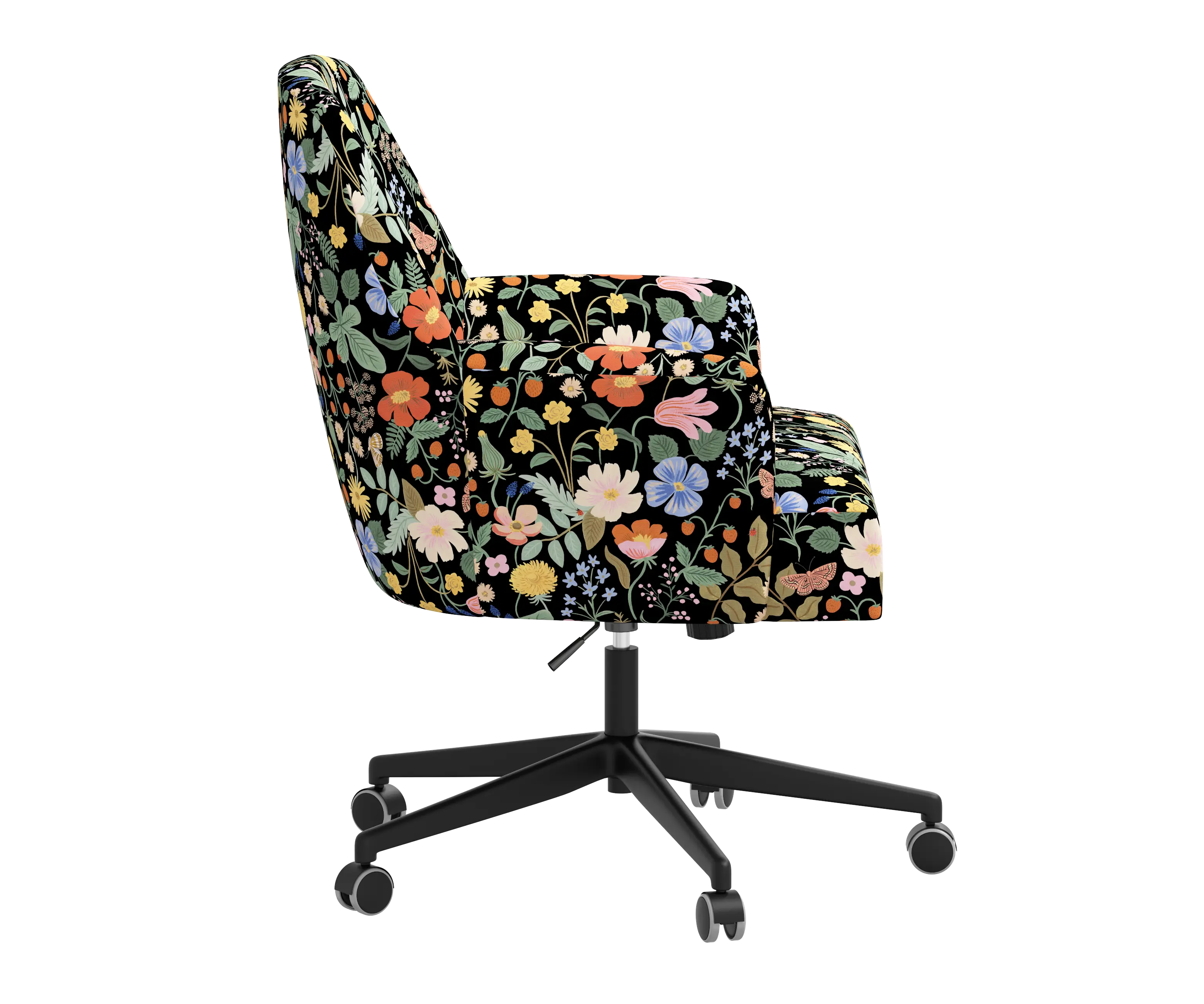 RPC78-9RPCSTFLBLKLCB Rifle Paper Co Yvette Strawberry Fields Black Office Chair with Black Base-3