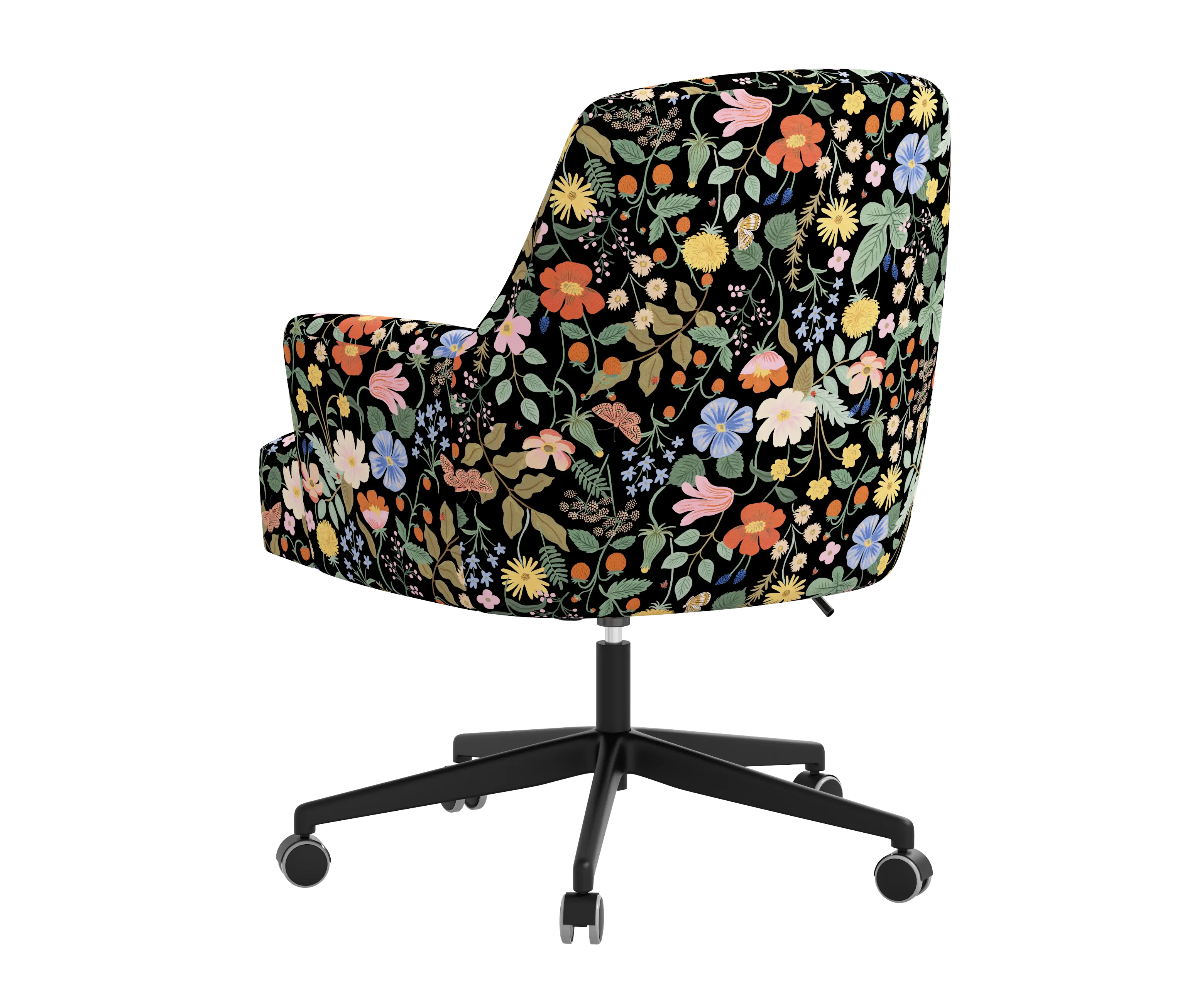 RPC78-9RPCSTFLBLKLCB Rifle Paper Co Yvette Strawberry Fields Black Office Chair with Black Base-4
