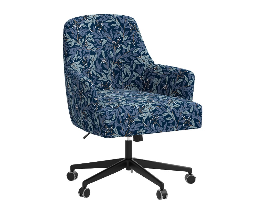 Rifle Paper Co Yvette Willowberry Navy Office Chair with Black Base
