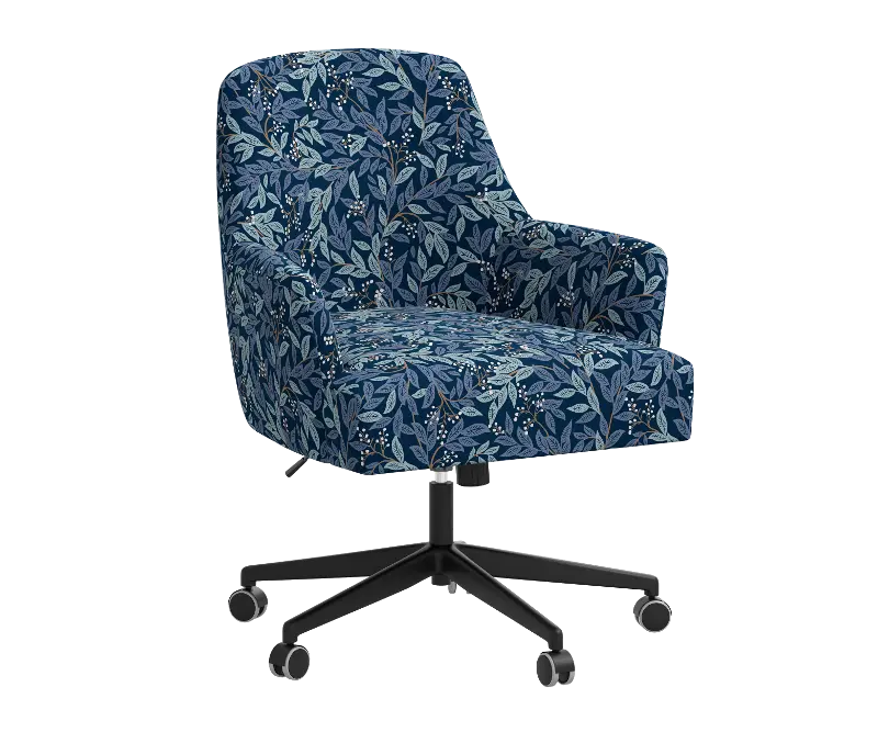 Rifle Paper Co Yvette Willowberry Navy Office Chair with Black Base