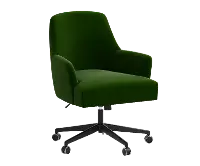 RPC78-9TTNEMR Rifle Paper Co Yvette Titan Emerald Office Chair with Black Base
