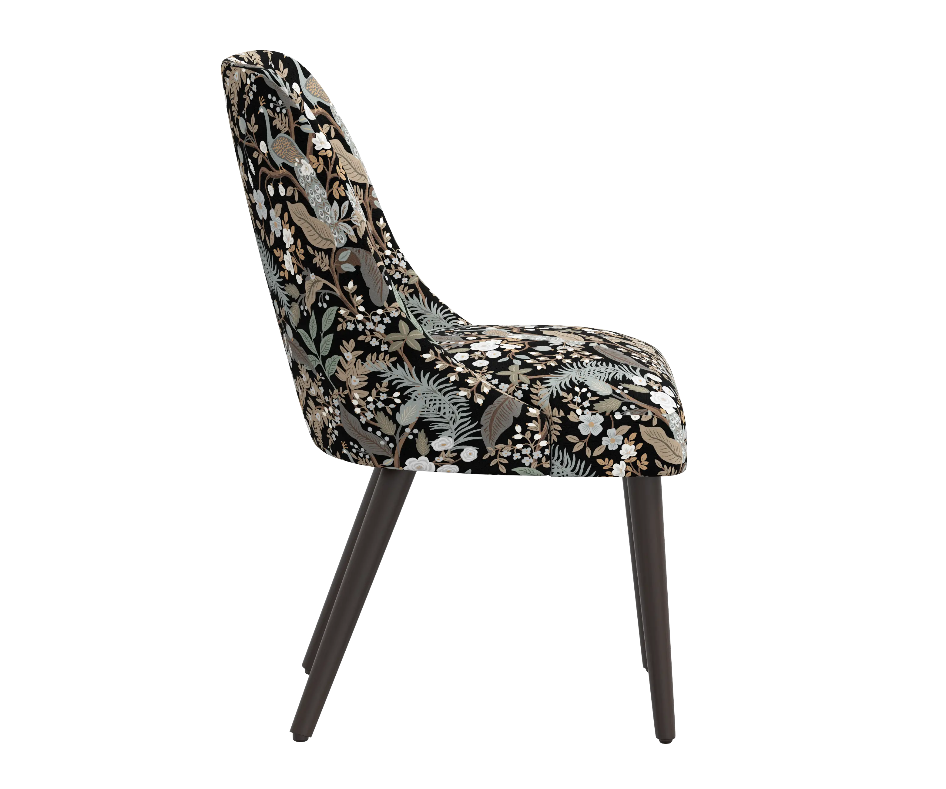 RPC84-6RPCPCBLKLCB Rifle Paper Co Tara Peacock Black Dining Chair-2