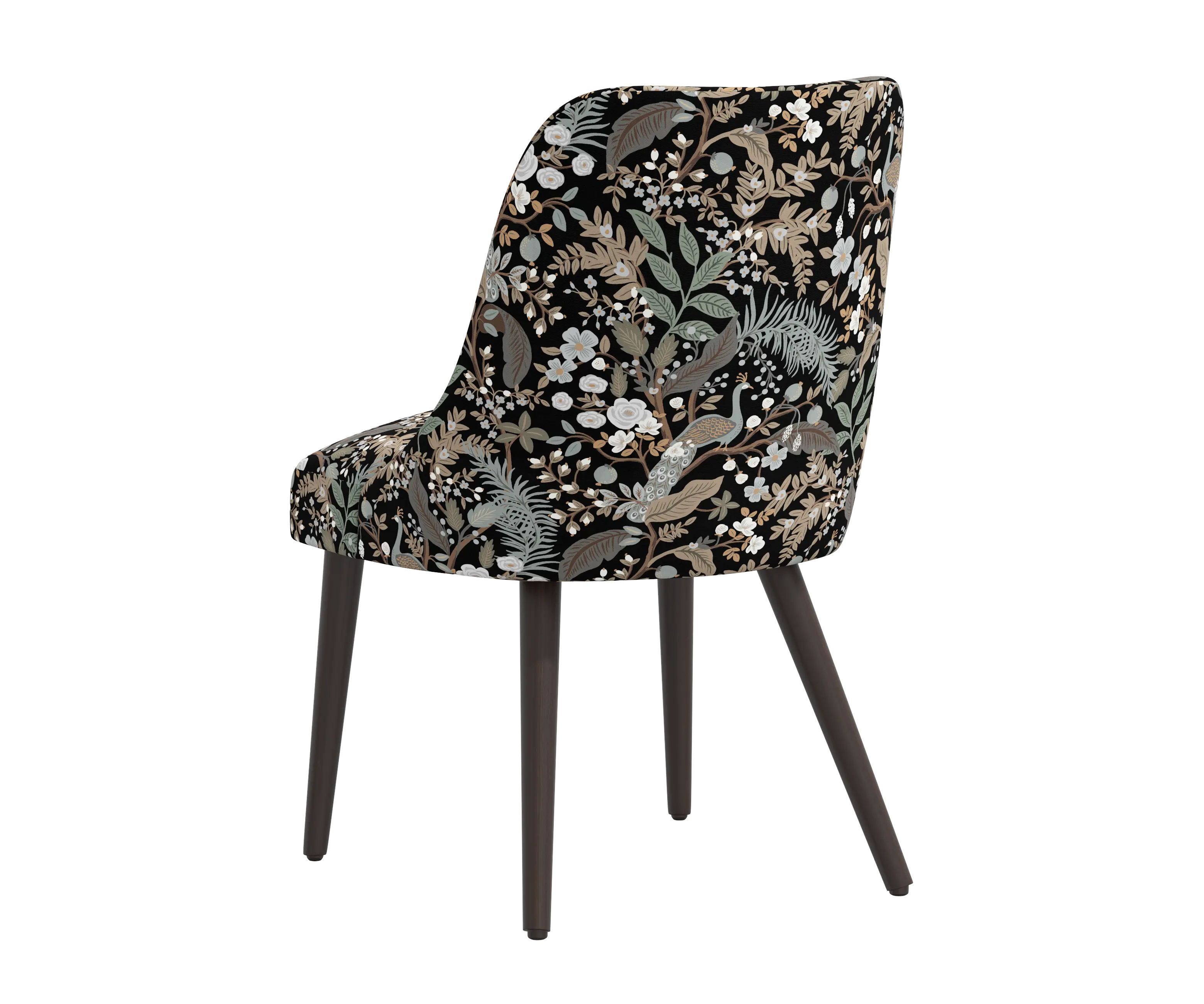 RPC84-6RPCPCBLKLCB Rifle Paper Co Tara Peacock Black Dining Chair-3