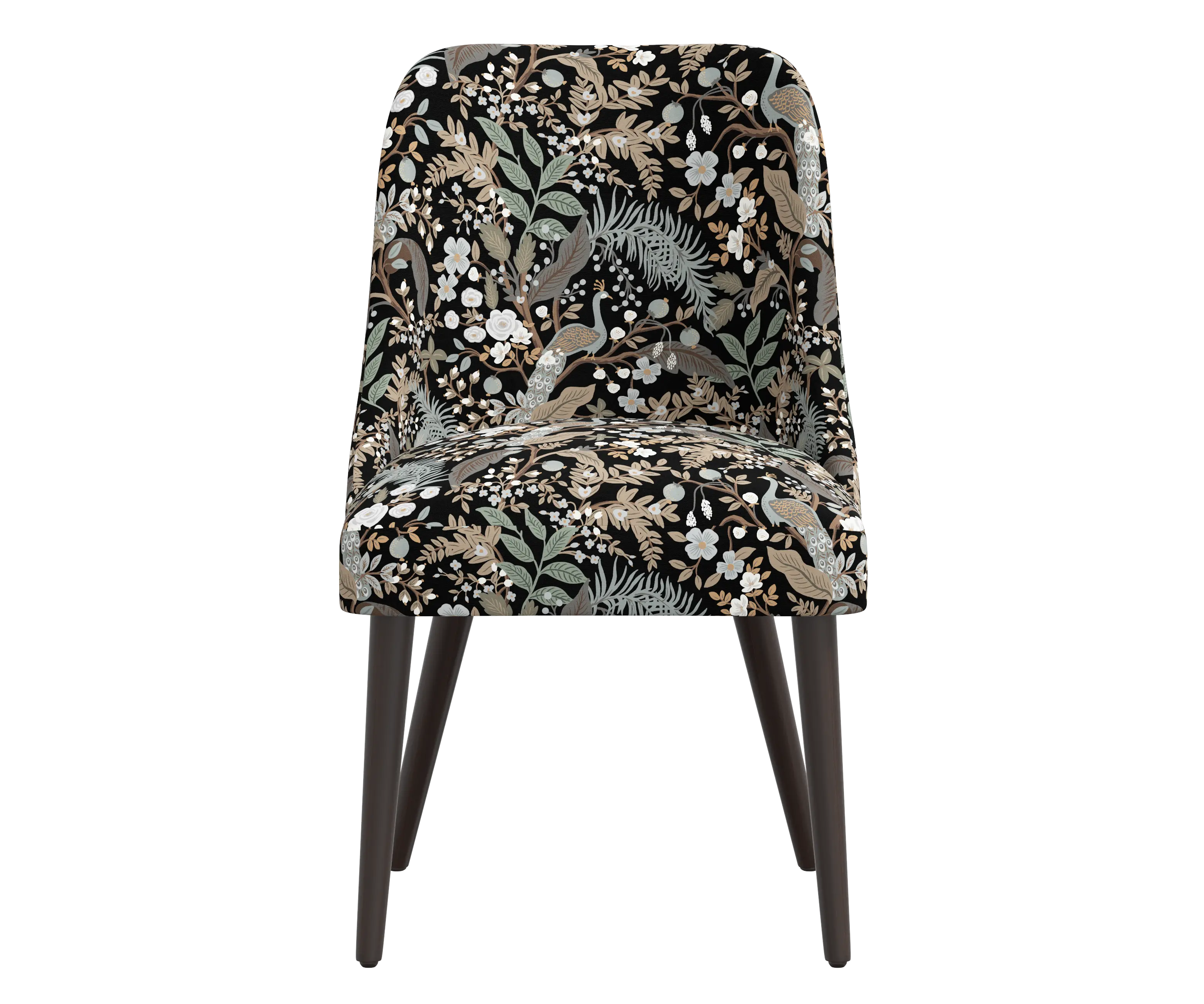 RPC84-6RPCPCBLKLCB Rifle Paper Co Tara Peacock Black Dining Chair-4