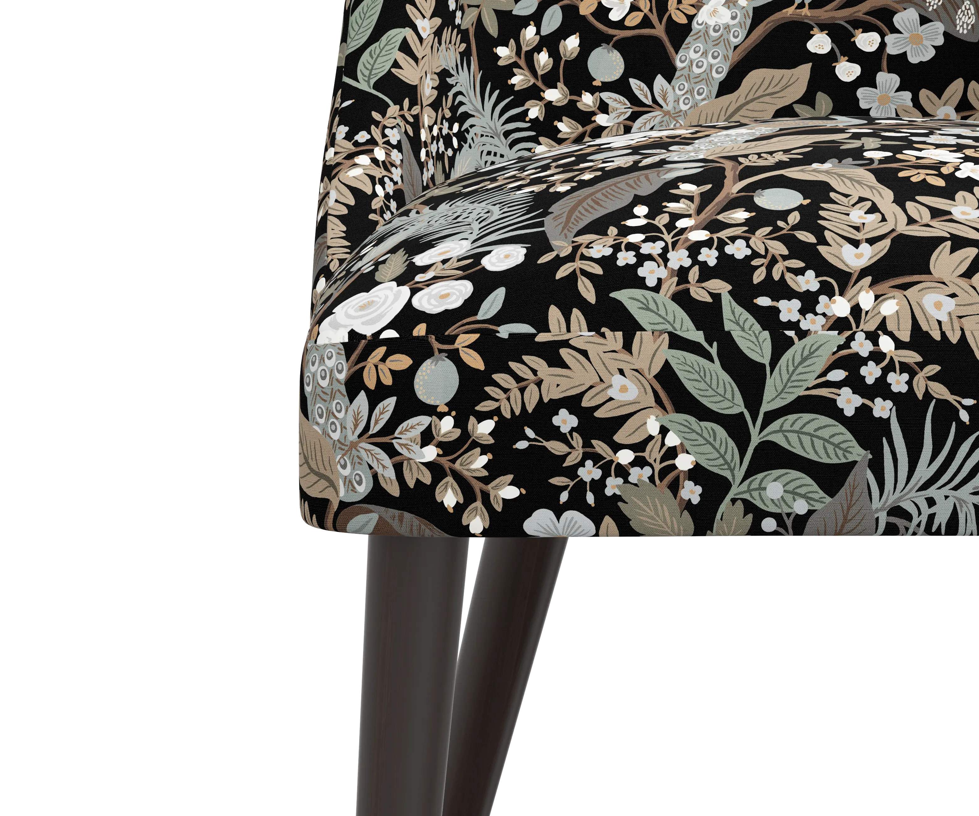 RPC84-6RPCPCBLKLCB Rifle Paper Co Tara Peacock Black Dining Chair-5
